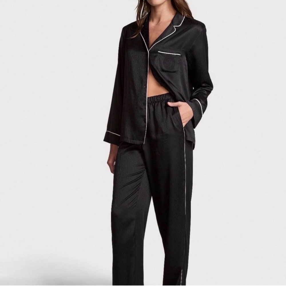 Victoria's Secret Black Satin Pajama Set! New